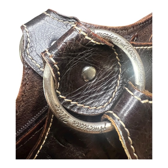 American West Mohave Canyon Silver Tone Studs Leather Western Overlay Purse - Picture 9 of 13